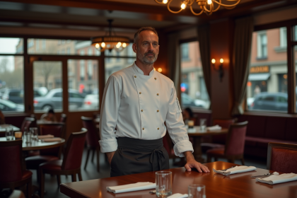 Chef dans un restaurant vide et élégant