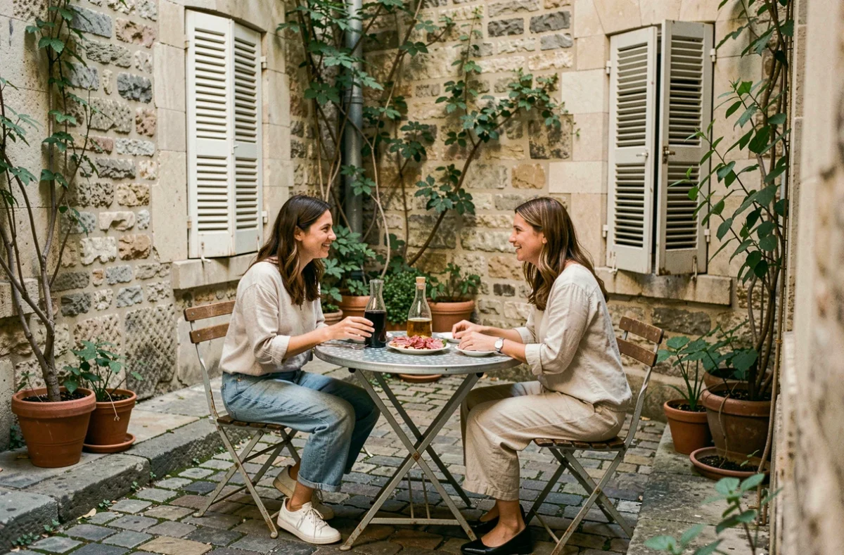 Terrasse discrète et intimiste du restaurant Dandelion dans le 20e arrondissement de Paris