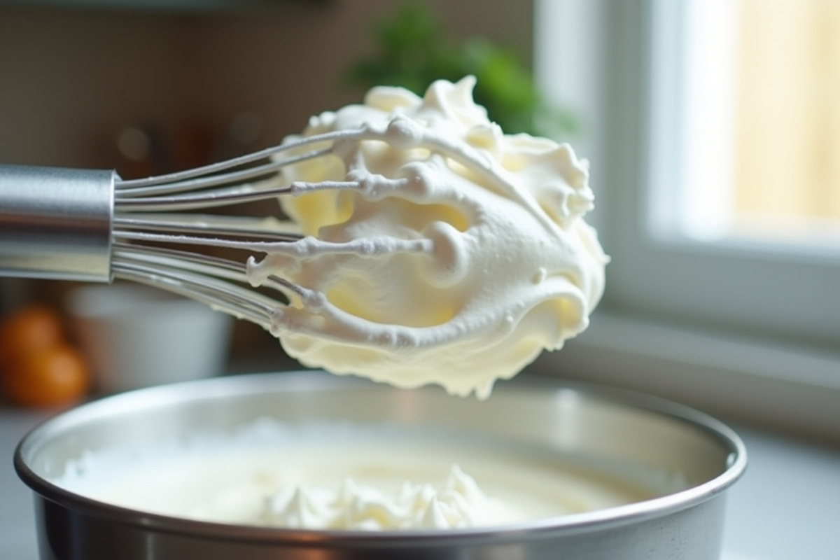 Fouet en acier inoxydable avec crème fouettée