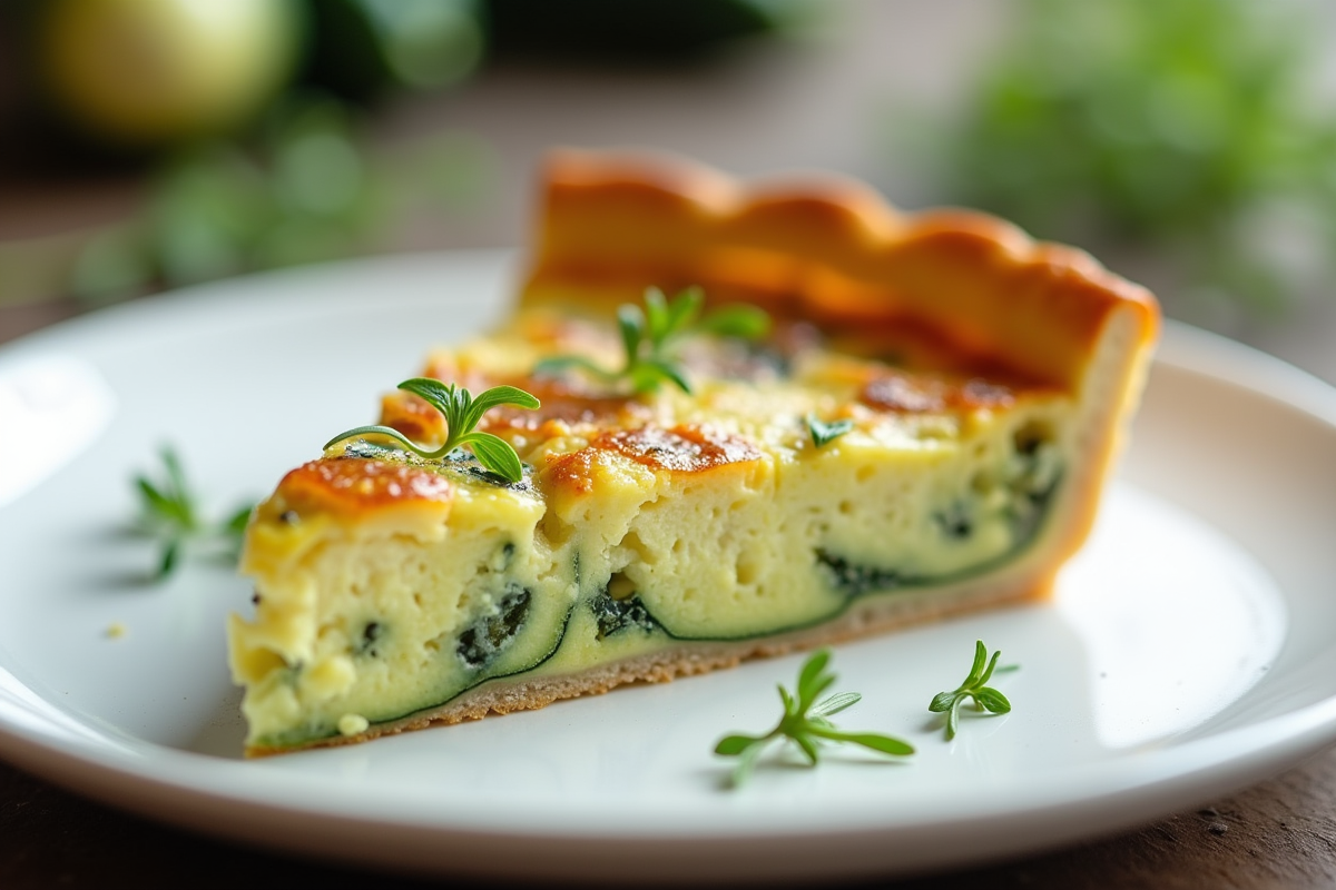 Tranche de quiche zucchini garnie d